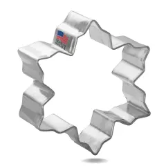 Mini Snowflake Cookie Cutter 1.75 in, CookieCutter.com, Tin Plated Steel, Handmade in the USA