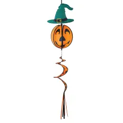 In the Breeze Pumpkin with Hat Hanging Ball Spinner, Halloween Wind Spinner, 2497