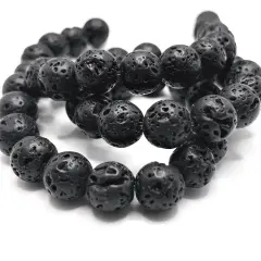 47 Pieces: 6 mm Black Lava Stone Diffuser Beads