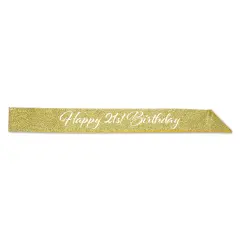 Happy 21st Birthday Glittered Sash, (Pack of 6)
