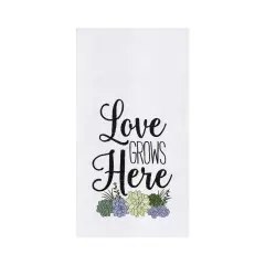 18" x 27" Love Grows Here Succulent Embroidered Flour Sack Kitchen Towel