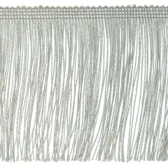 5 Yards of 4" Glitter Chainette Fringe Trim | 5 yard cut Metallic Silver