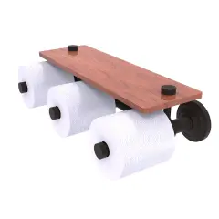 Que New Collection Horizontal Reserve 3 Roll Toilet Paper Holder With Wood Shelf - Oil Rubbed Bronze