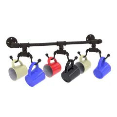 Pipeline Collection Wall Mounted 6 Coffee Mug Rack - Oil Rubbed Bronze