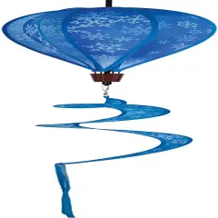 In the Breeze 0989 - Snowflakes Hot Air Balloon - 6 Panel Spinning Balloon - Outdoor Winter Hanging Decoration