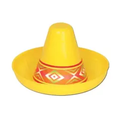 Miniature Yellow Plastic Sombrero (Pack of 48)
