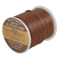 Hemptique Round Leather Cord - Brown, 2 mm