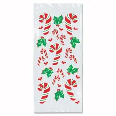 Candy Cane & Holly Cello Bags (Pack of 12)