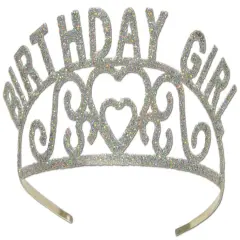 Glittered Metal Birthday Girl Tiara (Pack of 6)