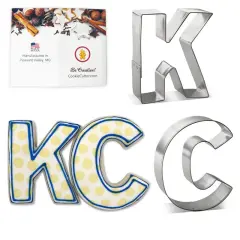 CookieCutter.com Letters KC Cookie Cutter 2 Pc Set HS0451 with Recipe Card, Tin Plate Steel, Made in the USA