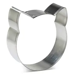 Round Cat Face Cookie Cutter 3.5 in B1604, CookieCutter.com, Tin Plated Steel, Handmade in the USA