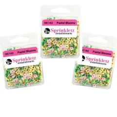 Buttons Galore Sprinkletz Embellishments for Crafts, Tiny Polymer Clay Shapes & Unique Designs - Pastel Bloom s-3 Pack