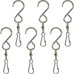 In the Breeze Stainless Steel Hang-It S Hooks with Ball Bearing Swivel - 6 PC - Smooth Spinning Swivel Hook Clip for Hanging d&eacute;cor