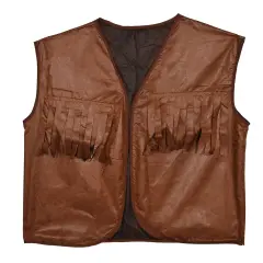 Faux Brown Leather Cowboy Vest w/Fringe (Pack of 4)