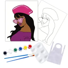 "Woman With Heart Sunglasses" DIY Canvas Art Kit, Adult Beginner, Acrylic Paint Size 11x14 inch