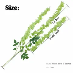 12Pcs Artificial Wisteria Vine Garland Green