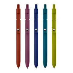 Wrapables Smooth Retractable Black Ink Gel Pens, 0.5mm Fine Point, for Home Office Work (Set of 5), Oceani