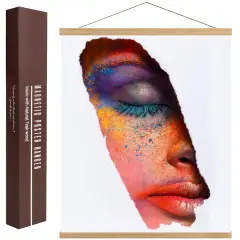 DACRI HOME Magnetic Poster Hanger Frame - Wooden Poster Hanger of Premium Teak Wood, Strong Magnets for Easy Hanging Posters Maps Prints Pictures Scrolls Wall Art 11x14 11x17 (11 inch, Teak)