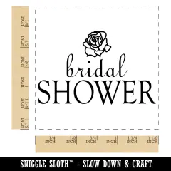 Bridal Shower Elegant Text with Rose Wedding Self-Inking Rubber Stamp Ink Stamper Black