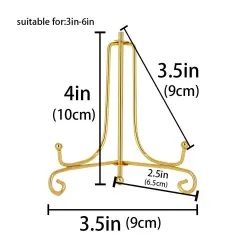 4 Inch Gold Iron Plate Stand Holder Easel Display Stand for Plate?Picture?Photo and More,4 pcs.
