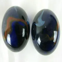 2 mammoth DRAGONFLY 1 5/8" Cobalt Blue Marbles Glass Massive 42mm large