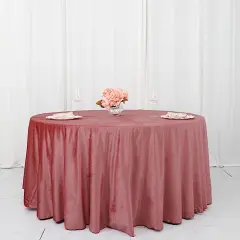 120-Inch Classic Round Premium Velvet Tablecloth Dusty rose