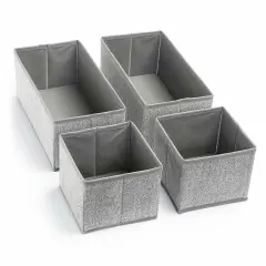 4 Pieces Drawer Organizer Bins &ndash; Storage Basket Drawer Dividers for Clothes,Underwear, Socks &ndash; Cloth Container Cube Bins for Home Organization, Closet, Shelves, Dresser