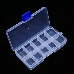 2 Pieces Plastic Jewelry Organizer Box Clear Storage Bead Case for Little Crafts/Arts Container with 10 Grids, Small