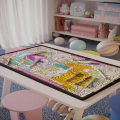 Adult Coloring Book Rug & Washable Markers Gift For Artist Safari Theme Animal Jungle Scene Gift For Her Relaxation Gift Rainy Day Activity