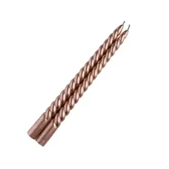 12 Unscented 11 in Long Spiral Premium Wax Taper CANDLES Rose gold
