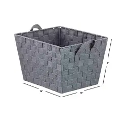Non-Woven Strap Handle Bin, Storage Basket Organizer, (Grey, Medium)