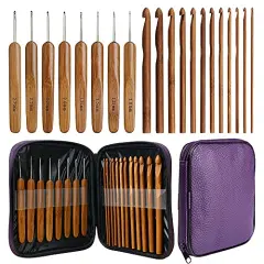 20 Pieces Bamboo Crochet Hooks, Lightweight and Eco-Friendly of Full Gift Set with Crochet Hooks Bag, Crochet Hooks for Crocheting