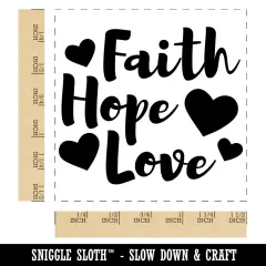 Faith Hope Love with Hearts Self-Inking Rubber Stamp Ink Stamper Black