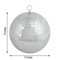2 pcs 10-Inch wide Glass Hanging Party Disco Mirror Balls Silver