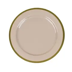 Round Plastic Dessert Plates with Gold Rim Taupe & gold
