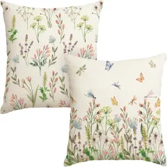18x18 Spring Wildflowers Throw Pillow Covers Set of 2