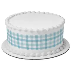 Blue Gingham Edible Cake Topper Image Strips