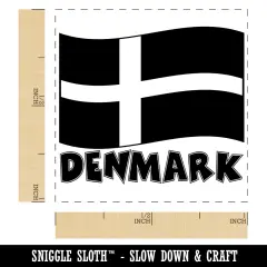 Denmark with Waving Flag Cute Self-Inking Rubber Stamp Ink Stamper Green