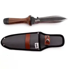Lehman's Hori Hori Garden Knife, Durable Double Edge, Hardened Steel with Wooden Handle, Hand Weeding and Digging Tool with Sheath