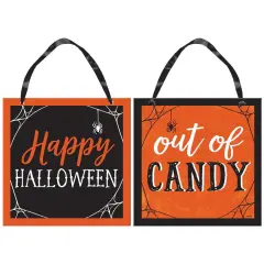 Classic Orange & Black Halloween Candy Reversible Sign