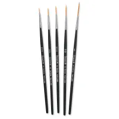 Dynasty Finest Golden Synthetic Brushes - Liner, Short Handle, Set of 5