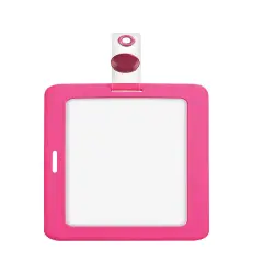MyID Cardholder, Rubberized Pink, 4" x 2.5", Clear Window, 1 count