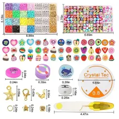 7230 Pieces Polymer Clay Beads for Jewelry Making Letter Beads and 13 Styles Mixed Flower Face Trendy Beads, DIY Arts and Crafts Kit for Girls Ages 8-12