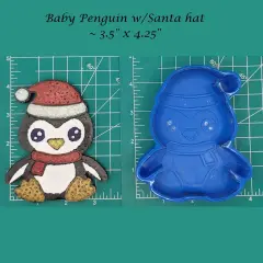 Baby Penguin with Santa Hat Silicone Freshie Mold