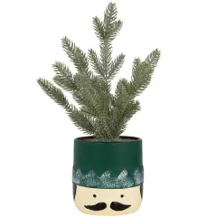 Northlight Mini Frosted Artificial Christmas Tree in Nutcracker Pot - 14.75" - Unlit Green