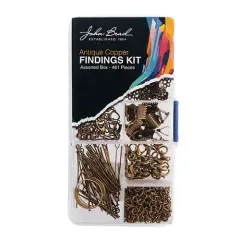 John Bead 9-Slot Antique Brass Jewelry Findings Kit Assortment, 461pcs
