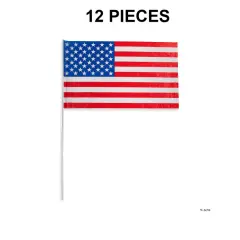 18" x 11" Large Classic Plastic American Flags on Sticks - 12 Pc.