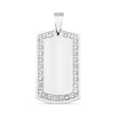 Blank CZ Stainless Steel Dog Tag Pendant