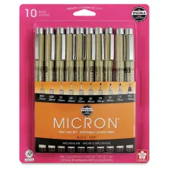 Sakura Pigma Micron Pens - Set of 10, Black, Fine and Bold Sizes