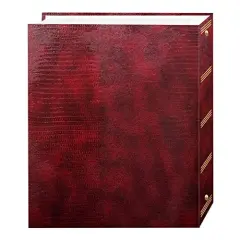 100 Pages (50 Sheets), Magnetic Self-Stick 3-Ring Photo Album Burgundy Red